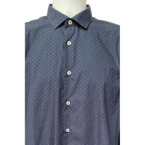 Soul Of London Shirt Mens M Button Blue  Print‎ Long Sleeve Office Work Preppy